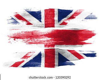 The British flag painted on white paper with watercolor