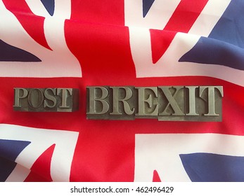 British Flag With Post Brexit Words	