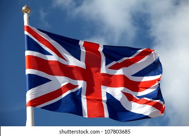 British Flag Waving In The Wind