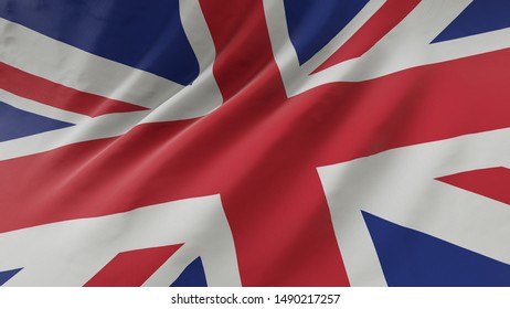 British Flag Waving In The Wind.