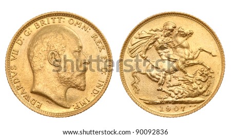 British gold sovereign of 1907 , with King Edward VII on one side and St George killing the dragon on the other side