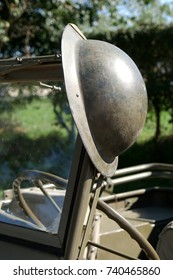 A British Helmet Of World War II On The Jeep