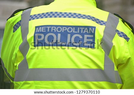 British Metropolitan Police Officer in Hi-visibility Uniform