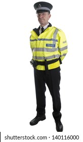 British Policeman In Hi Visibilty Uniform