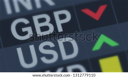 British pound falling, American dollar rising, exchange rate fluctuation, screen