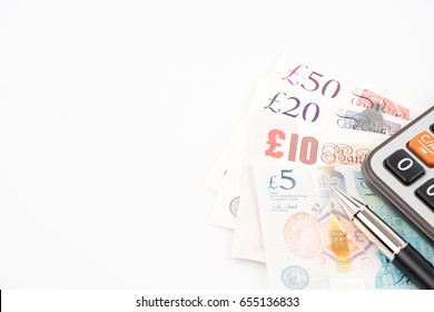 British Pound money bills of United Kingdom in Different value,Pound currency and finance.