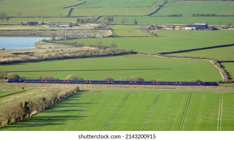 A British Rail Class 800 Intercity Express Train Runs Through Countryside On Mar 22, 2015 In Westbury, UK.