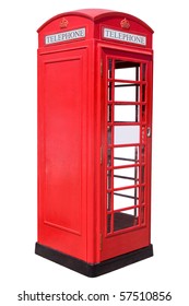 The British Red Phone Booth Isolated On White