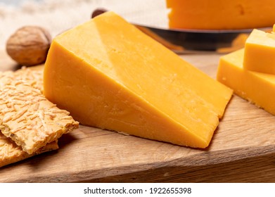 British Red Waxed Yellow Cheddar Cheese Close Up