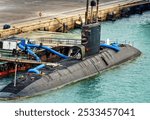 British submarine anchored in the harbor