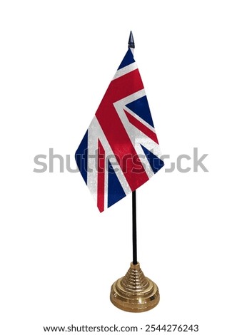 British table flag on white background. News basemap and background concept. Double exposure hologram.