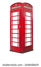 British telephone booth isolated on white background