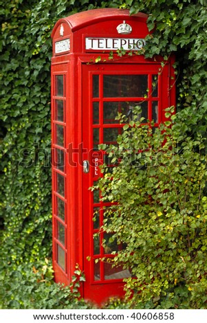 British telephone box in the countryside