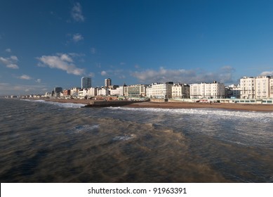 British town of Brighton seen from the pier .