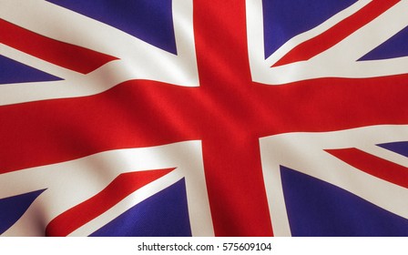 British UK flag background with cloth texture.