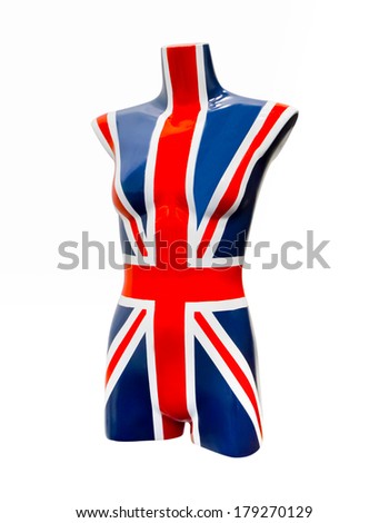 British Union Flag display mannequins isolated on white