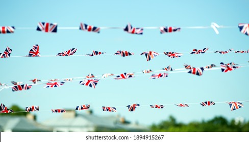 British Union Jack Bunting Flags Against 