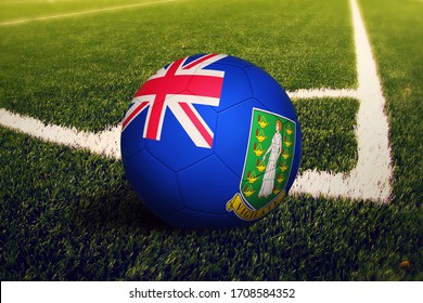 British Virgin Islands flag on ball at corner kick position, soccer field background. National football theme on green grass. - Powered by Shutterstock