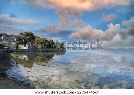 Brittany, Ile aux Moines island in the Morbihan gulf, the Port-Miquel beach in summer