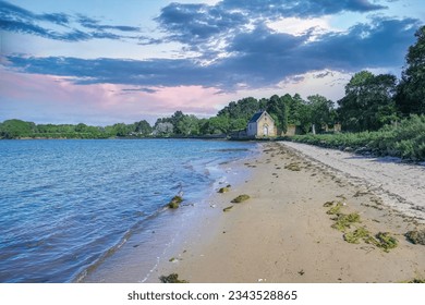 Brittany, Ile-aux-Moines island in the Morbihan gulf, the chapel in the village