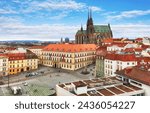 Brno - Amazing view of the old tow and Cathedral of St. Peter and Paul, Czech Republic at day 