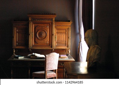 Brno, Czech Republic - 22.07.2018: Old Study Room Table Vintage Antique