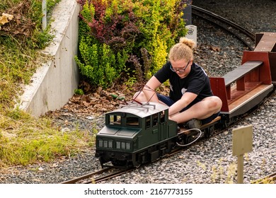 Brno Czech Republic - June 4, 2021 Children's Attraction, Model Train, Olympia Park Brno