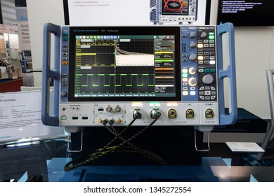 BRNO, CZECH REPUBLIC – March 20, 2019: Professional oscilloscope by Rohde and Schwartz at 27th International Trade Fair Amper 2019 of technologies in Brno exhibition centre - Shutterstock ID 1345272554