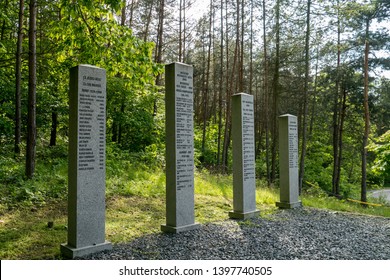 Brno, Czech Republic - May 14 2019: Farina Turn, Monument Memorial Of A Accident Happened In Formula 1, Masaryk Circuit Memorial Site. Grand Prix Brno