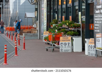 BRNO, CZECH REPUBLIC - MAY 22,2020: Entrance Of DIY Home Improvement Market Hornbach, People Can Shop After Lockdown Caused Covid-19 Pandemic.