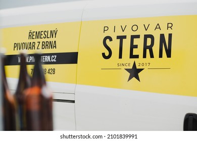 BRNO, CZECH REPUBLIC - MAY 6, 2021: Advertising Banner Of Czech Beer Stern 