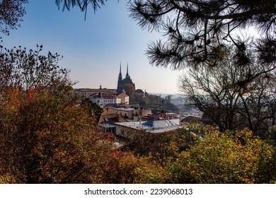 Brno, Czech Republic - Sts. Peter and Paul Cathedral viewed from the hillside going up to the Castle