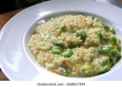 Broad Bean And Courgette Risotto Made With Arborio Rice