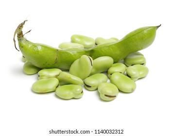 Broad Beans On White Background