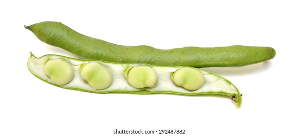 Broad Beans  On White Background