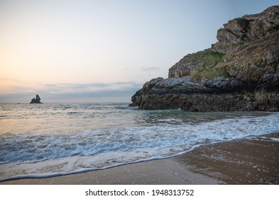 Broad Haven South On The Pembrokeshire Coast In Wales At Sunrise