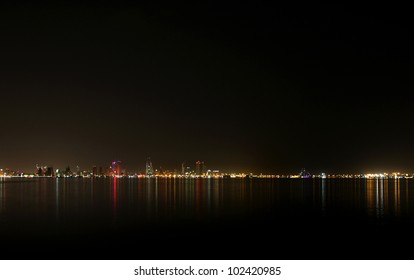 A Broad View Of Beautiful Bahrain Skyline At Night