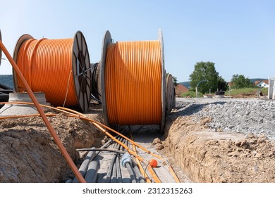 Broadband cable is laid in the new development area