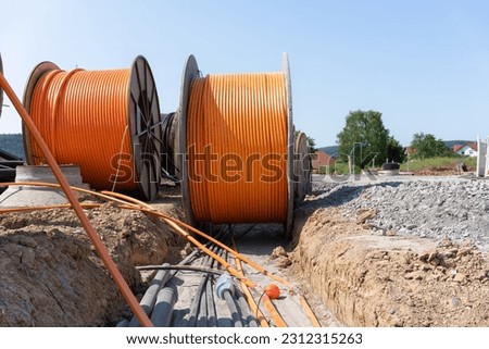Broadband cable is laid in the new development area