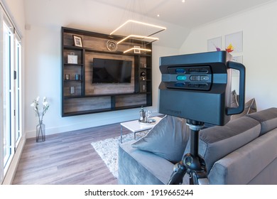 Broadstairs, Kent, UK - Feb 11 2021: Matterport Pro 2 3D Camera Room  Scanner. Space Capture And Virtual Tour Creation For Interior Projects, Surveying, Estate Agents And Realtors. 