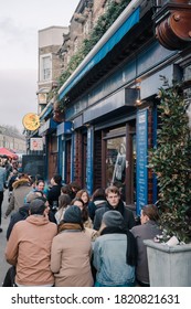 Broadway Market, London / United Kingdom - January 13, 2018: People Dining Outside A Irish Pub