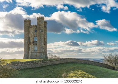 Broadway Tower, an eighteenth century folly built on Broadway hill above the village of Broadway, Worcestershire UK. Second highest point in the Cotswolds AONB and near the Cotswolds Way