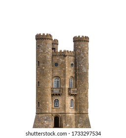 Broadway Tower isolated on white background. It is a folly near the village of Broadway, in the English county of Worcestershire