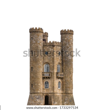 Broadway Tower isolated on white background. It is a folly near the village of Broadway, in the English county of Worcestershire 商業照片 © 