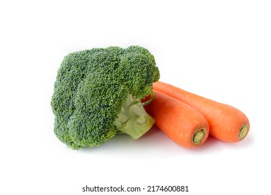 Broccoli and carrots on a white background - Powered by Shutterstock