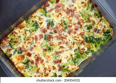 A Broccoli Casserole With Ham, Egg And Feta