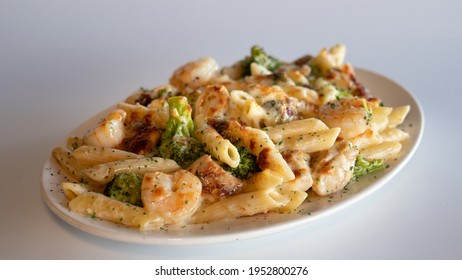 Broccoli Chicken Shrimp Penne Pasta