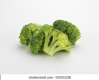 Broccoli Crowns Isolated On White Background Image