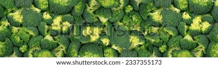 Broccoli florets background. Top view food photography