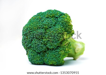 Broccoli isolated on white background. Fresh ripe vegetables, vitamins. Closeup